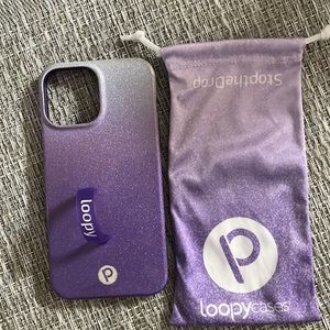 Loopy Case iPhone 13 ProMax righty Sparkle Purple Ombre Excellent Condition
